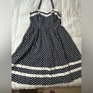 Navy Blue White Polka Dot Halter dress, Bea & Dot by Modcloth, Size L